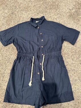 Universal Thread Navy Blue Short-Sleeve Utility Romper